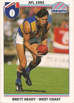 1992 AFL Regina #2 Brett Heady Front
